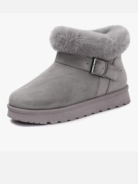 Winter Mini Boots for Women: Faux Fur Lining Ankle Snow Booties With Fluffy Trim